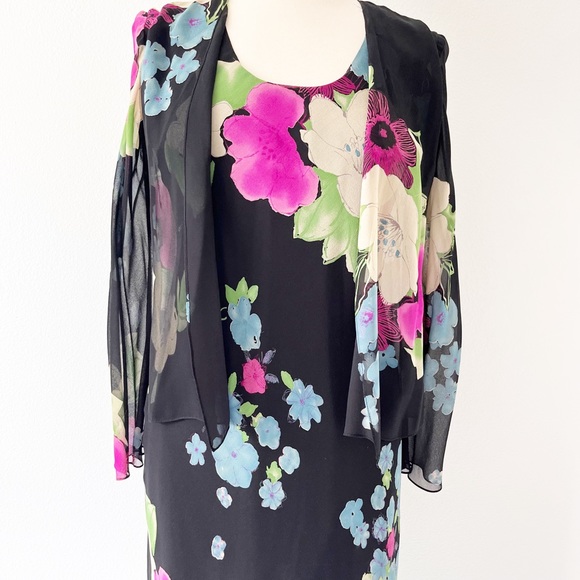 100% Silk Floral MIDI Dress Size 6 - Picture 4 of 15